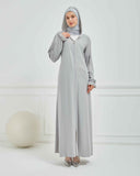 Kapşonlu ve Biyeli Ferace Gri | 209524