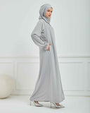 Kapşonlu ve Biyeli Ferace Gri | 209524