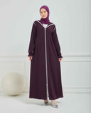 Kapşonlu ve Biyeli Ferace Mürdüm | 20958