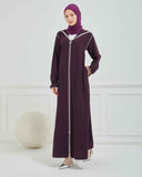 Kapşonlu ve Biyeli Ferace Mürdüm | 20958