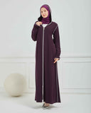 Kapşonlu ve Biyeli Ferace Mürdüm | 20958