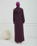 Kapşonlu ve Biyeli Ferace Mürdüm | 20958