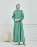 Nakışlı Pileli Ferace Su Yeşili | 21059