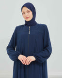 Nakışlı Pileli Ferace Lacivert | 2105-5