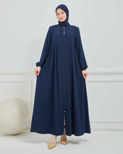 Nakışlı Pileli Ferace Lacivert | 2105-5