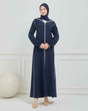 Kapşonlu ve Biyeli Ferace Lacivert | 20955