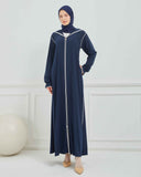 Kapşonlu ve Biyeli Ferace Lacivert | 20955