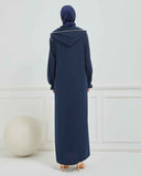 Kapşonlu ve Biyeli Ferace Lacivert | 20955