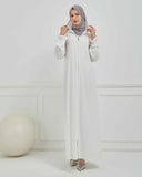 Kapşonlu ve Biyeli Ferace Beyaz | 20952