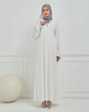 Kapşonlu ve Biyeli Ferace Beyaz | 20952