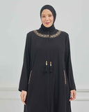 Büyük Beden Nakışlı Ferace Siyah |  204161