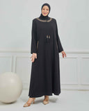 Büyük Beden Nakışlı Ferace Siyah |  204161