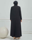 Büyük Beden Nakışlı Ferace Siyah |  204161