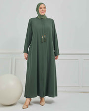 abaya vert avec  broderie grande taille | 2002-2-9