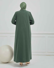 abaya vert avec  broderie grande taille | 2002-2-9