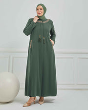 abaya vert avec  broderie grande taille | 2002-2-9