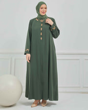 abaya vert avec  broderie grande taille | 2002-2-9