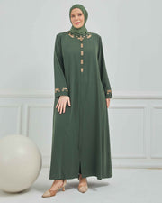 abaya vert avec  broderie grande taille | 2002-2-9