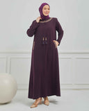 Büyük Beden Nakışlı Ferace Mürdüm |  204168