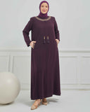 Büyük Beden Nakışlı Ferace Mürdüm |  204168