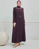 Büyük Beden Nakışlı Ferace Mürdüm |  204168