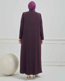 Büyük Beden Nakışlı Ferace Mürdüm |  204168