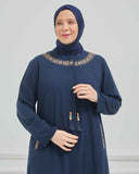 Büyük Beden Nakışlı Ferace Lacivert |  204165
