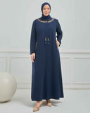 Büyük Beden Nakışlı Ferace Lacivert |  204165
