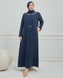 Büyük Beden Nakışlı Ferace Lacivert |  204165