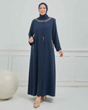 Büyük Beden Nakışlı Ferace Lacivert |  204165