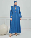 Büyük Beden Nakışlı Ferace İndigo |  204176