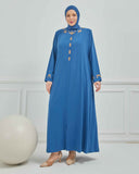 Büyük Beden Nakışlı Ferace İndigo |  204176