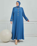 Büyük Beden Nakışlı Ferace İndigo |  204176