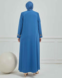 Büyük Beden Nakışlı Ferace İndigo |  204176