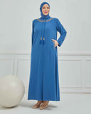 Büyük Beden Nakışlı Ferace İndigo |  204166