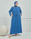 Büyük Beden Nakışlı Ferace İndigo |  204166