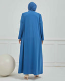 Büyük Beden Nakışlı Ferace İndigo |  204166