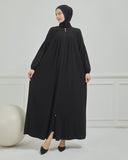 Önü Pileli Sade Ferace Siyah | 21041