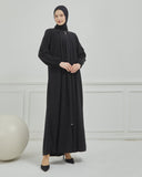 Önü Pileli Sade Ferace Siyah | 21041
