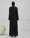 Omzu Nakışlı Abaya Ferace Siyah | 12006-1