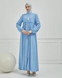 Önü ve Kolu Büzgülü Bileği Lastikli Geniş Kol Ferace Bebe Mavisi | 206131