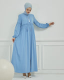 Önü ve Kolu Büzgülü Bileği Lastikli Geniş Kol Ferace Bebe Mavisi | 206131