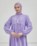 Önü ve Kolu Büzgülü Bileği Lastikli Geniş Kol Ferace Lila | 206139