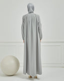 Önü Pileli Sade Ferace Gri | 210424