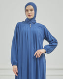 Önü Pileli Sade Ferace İndigo | 21046