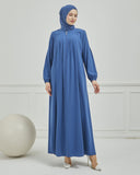 Önü Pileli Sade Ferace İndigo | 21046