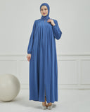 Önü Pileli Sade Ferace İndigo | 21046