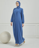 Önü Pileli Sade Ferace İndigo | 21046