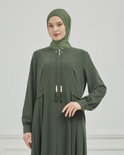 Yanları Pileli Ferace Haki | 2106-9
