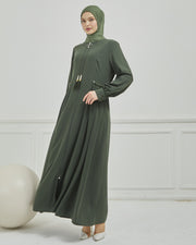 Yanları Pileli Ferace Haki | 2106-9
